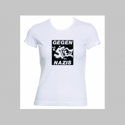 Gegen Nazis, biele dámske tričko Fruit of The Loom  100%bavlna